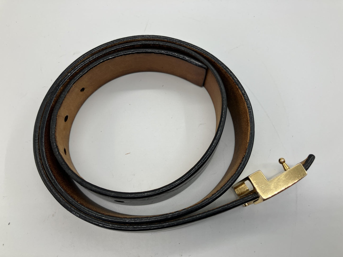 LOUIS VUITTON LV Logo Belt 90/36 Black Leather Gold Buckle 109cm