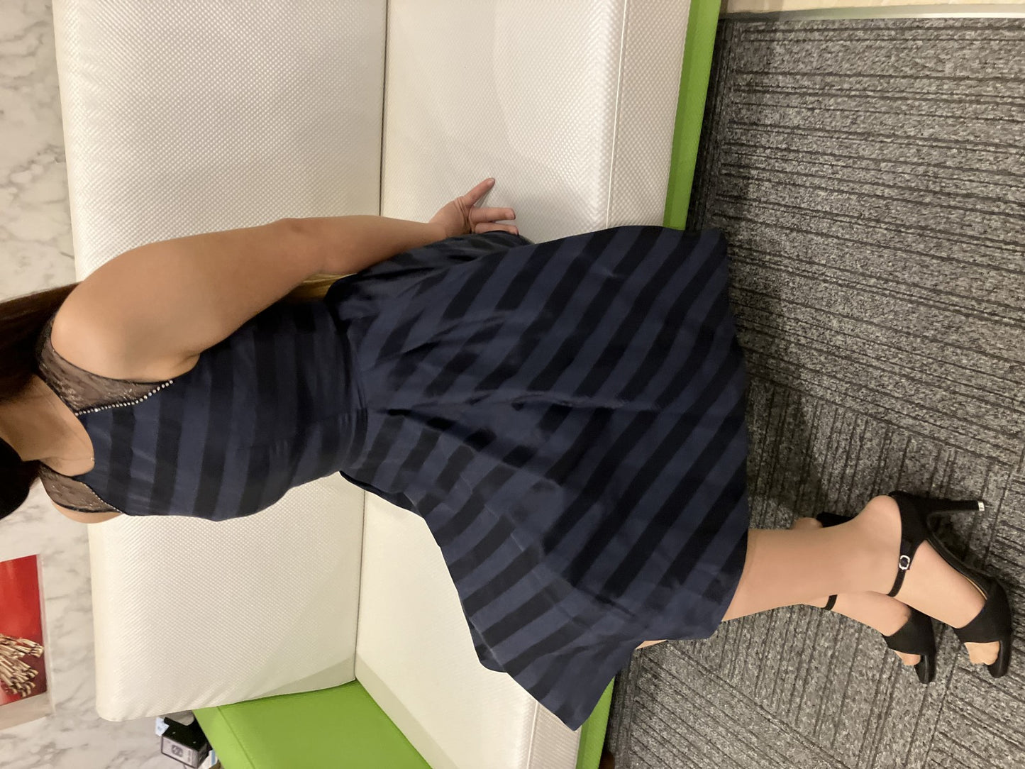 Petirobe Made in Japan Elegant dress with tag Navy x black Flare High quality Beautiful item