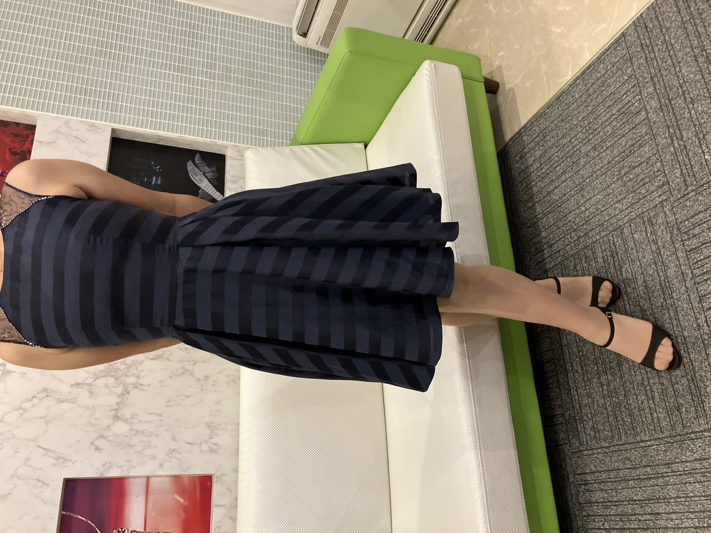 Petirobe Made in Japan Elegant dress with tag Navy x black Flare High quality Beautiful item