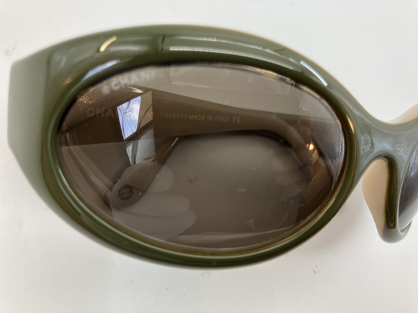 CHANEL 5017 Sunglasses Green Brown Oval Frame c.554/21 Women’s Designer Eyewear