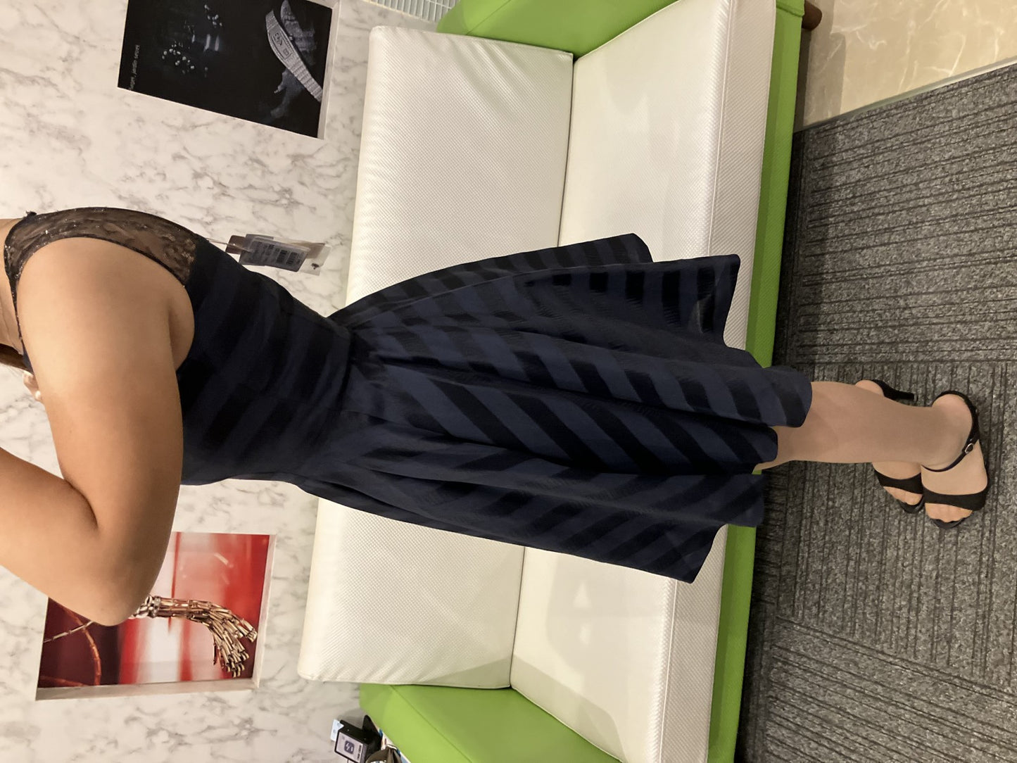 Petirobe Made in Japan Elegant dress with tag Navy x black Flare High quality Beautiful item