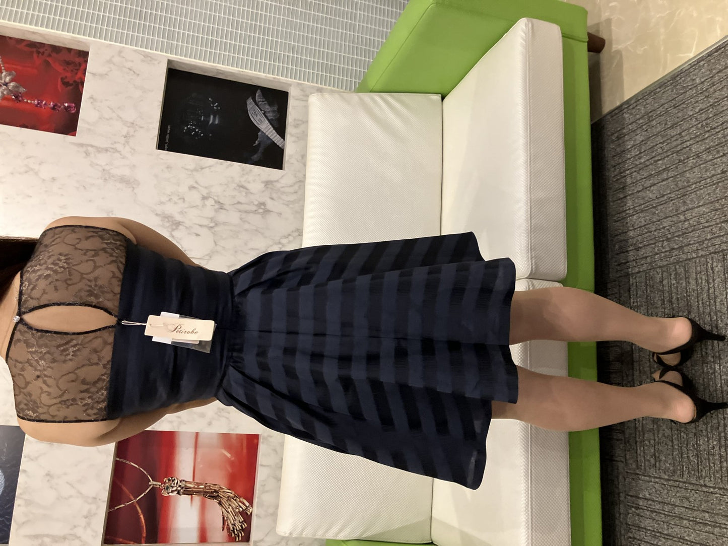 Petirobe Made in Japan Elegant dress with tag Navy x black Flare High quality Beautiful item