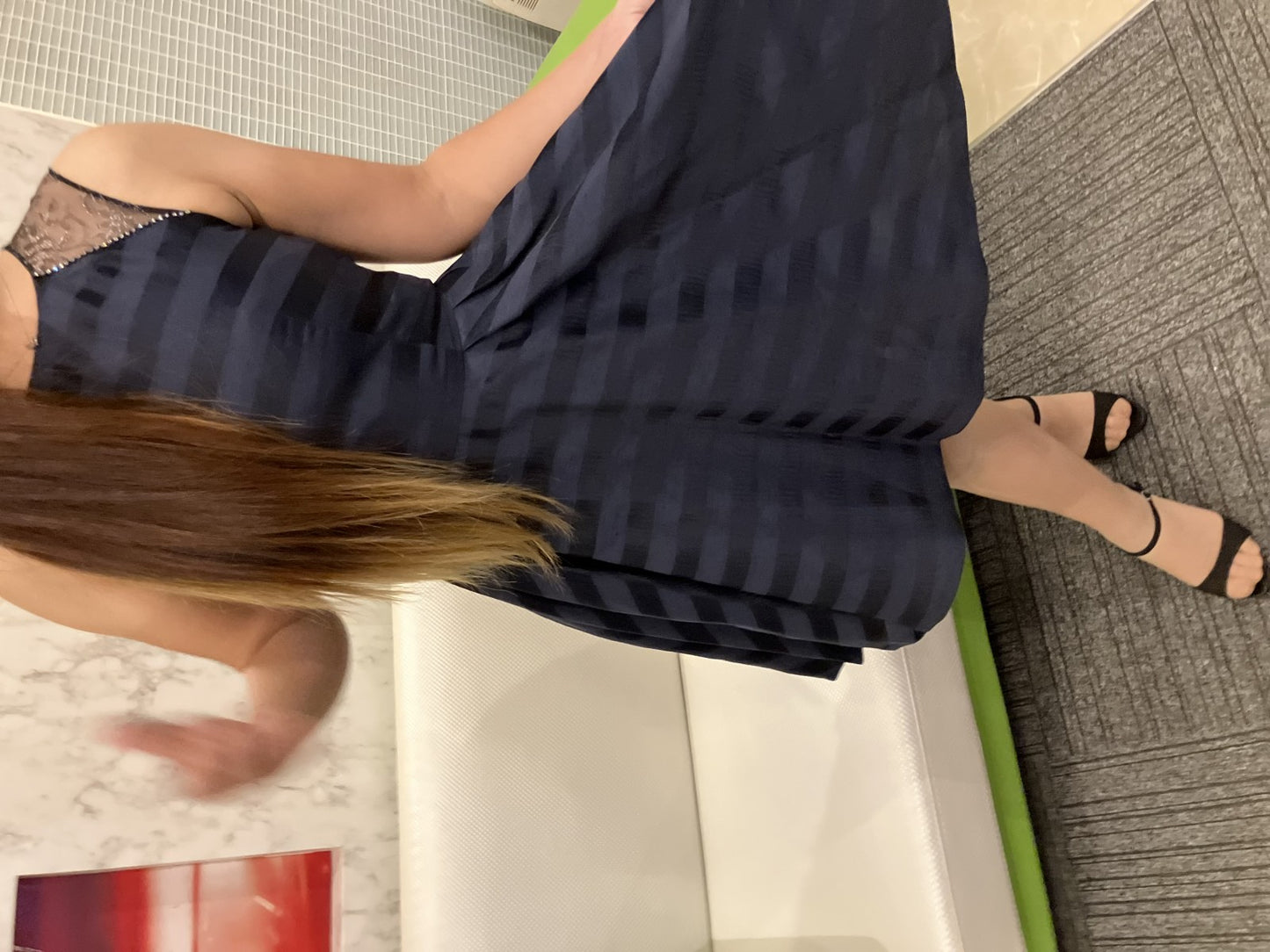 Petirobe Made in Japan Elegant dress with tag Navy x black Flare High quality Beautiful item