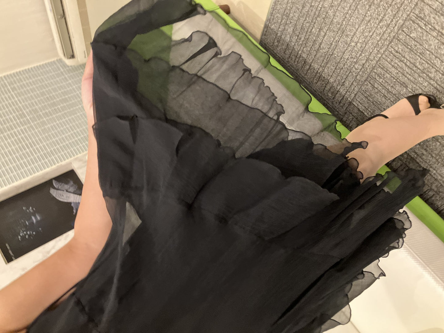 SCOT CLUB One-piece dress, black, lace-switched, pleated, 100% silk, retail price 25,000 yen, size 9, , formal, in good condition