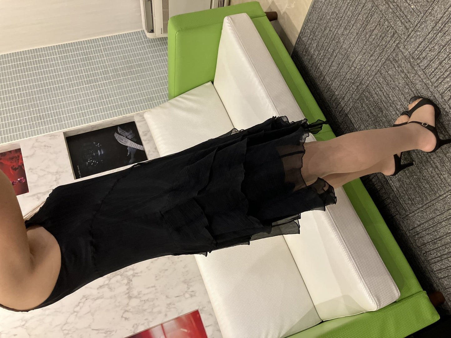 SCOT CLUB One-piece dress, black, lace-switched, pleated, 100% silk, retail price 25,000 yen, size 9, , formal, in good condition