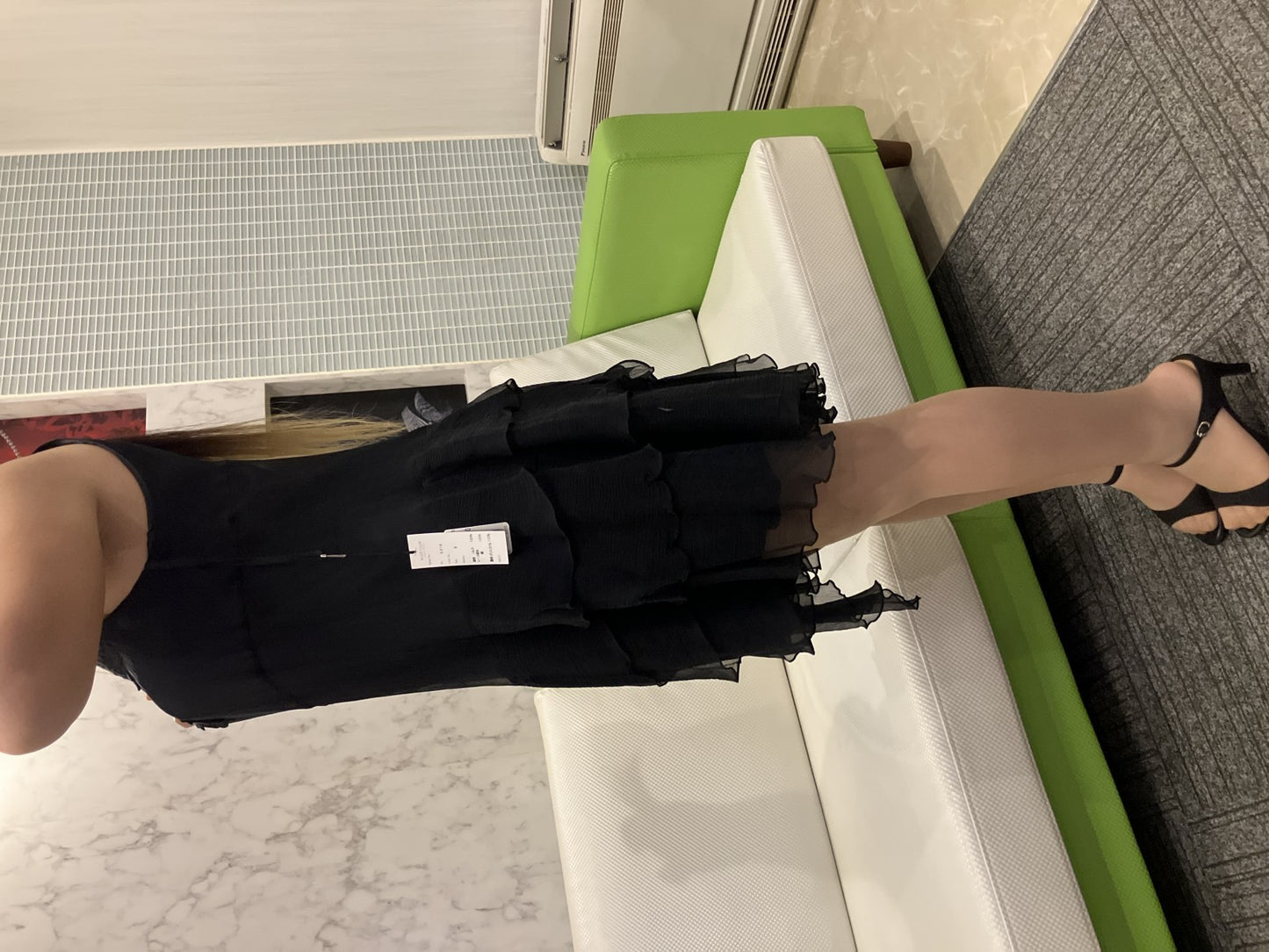 SCOT CLUB One-piece dress, black, lace-switched, pleated, 100% silk, retail price 25,000 yen, size 9, , formal, in good condition