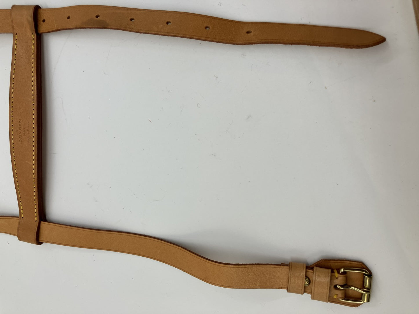 LOUIS VUITTON Leather Strap Natural Vachetta Bag Holder Strap 62cm Made in France