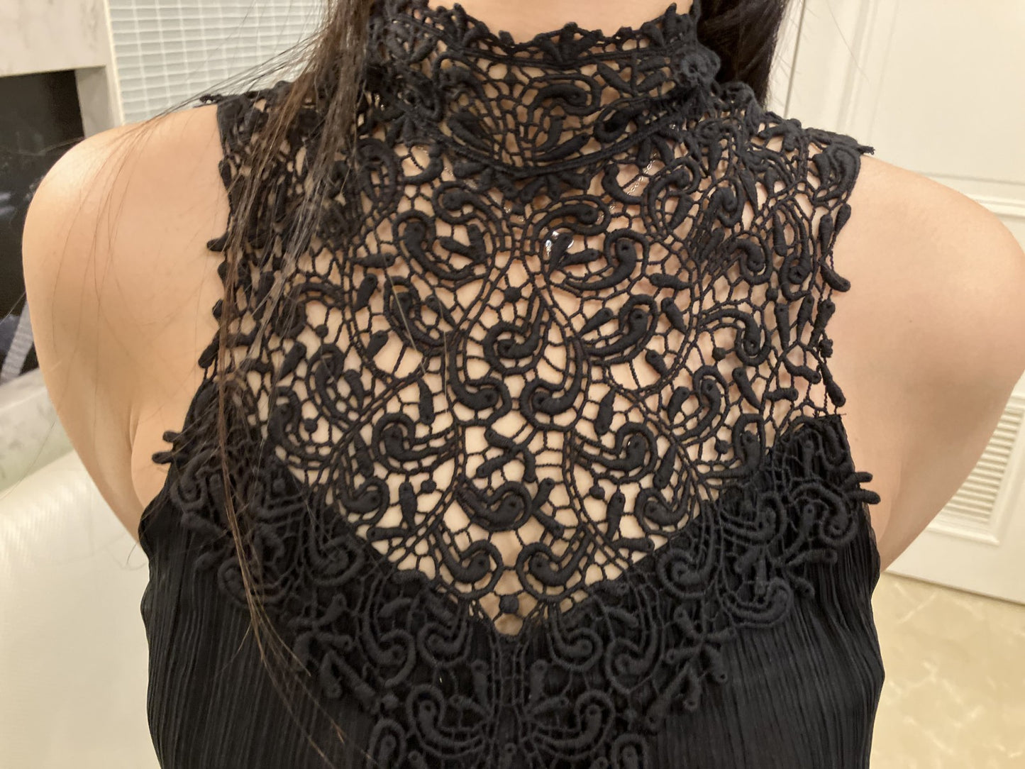 SCOT CLUB One-piece dress, black, lace-switched, pleated, 100% silk, retail price 25,000 yen, size 9, , formal, in good condition