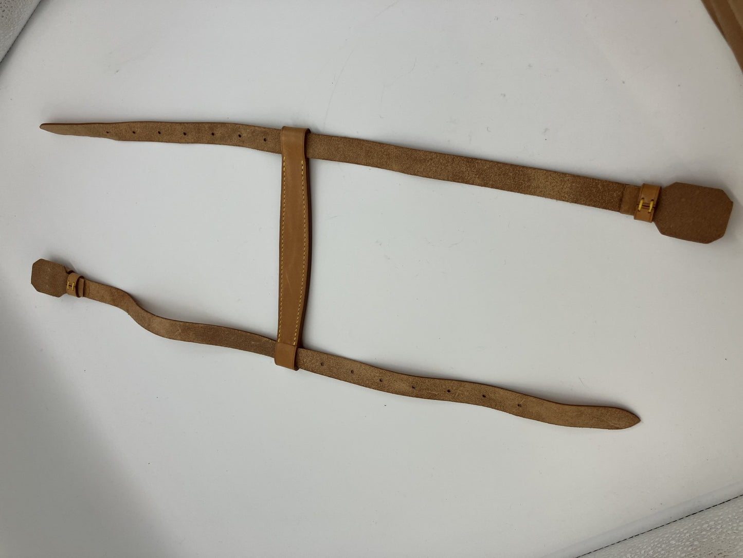 LOUIS VUITTON Leather Strap Natural Vachetta Bag Holder Strap 62cm Made in France