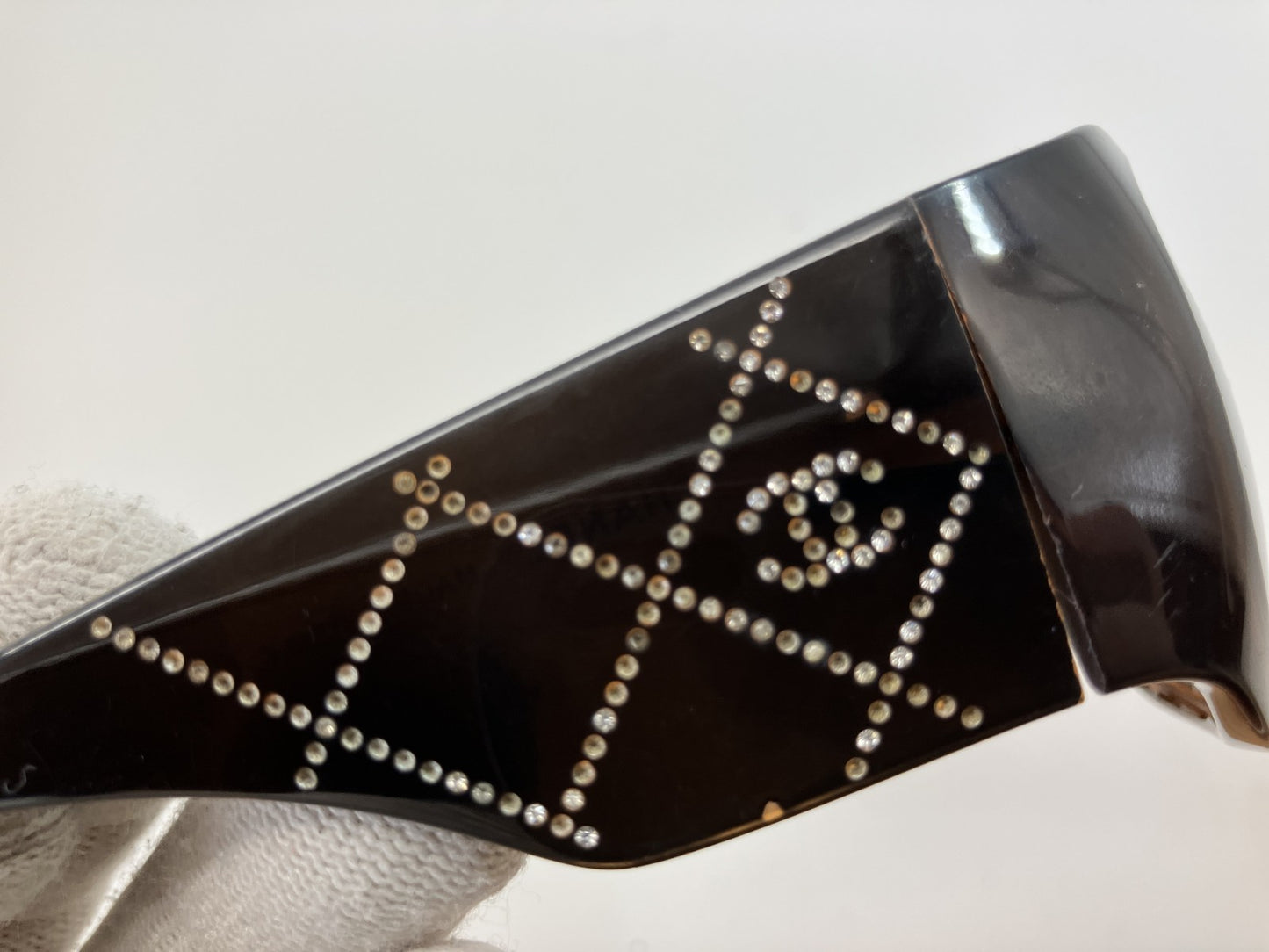 CHANEL 5808-B C.830/13 Sunglasses 64mm Brown Gradient Italy Rhinestone Logo