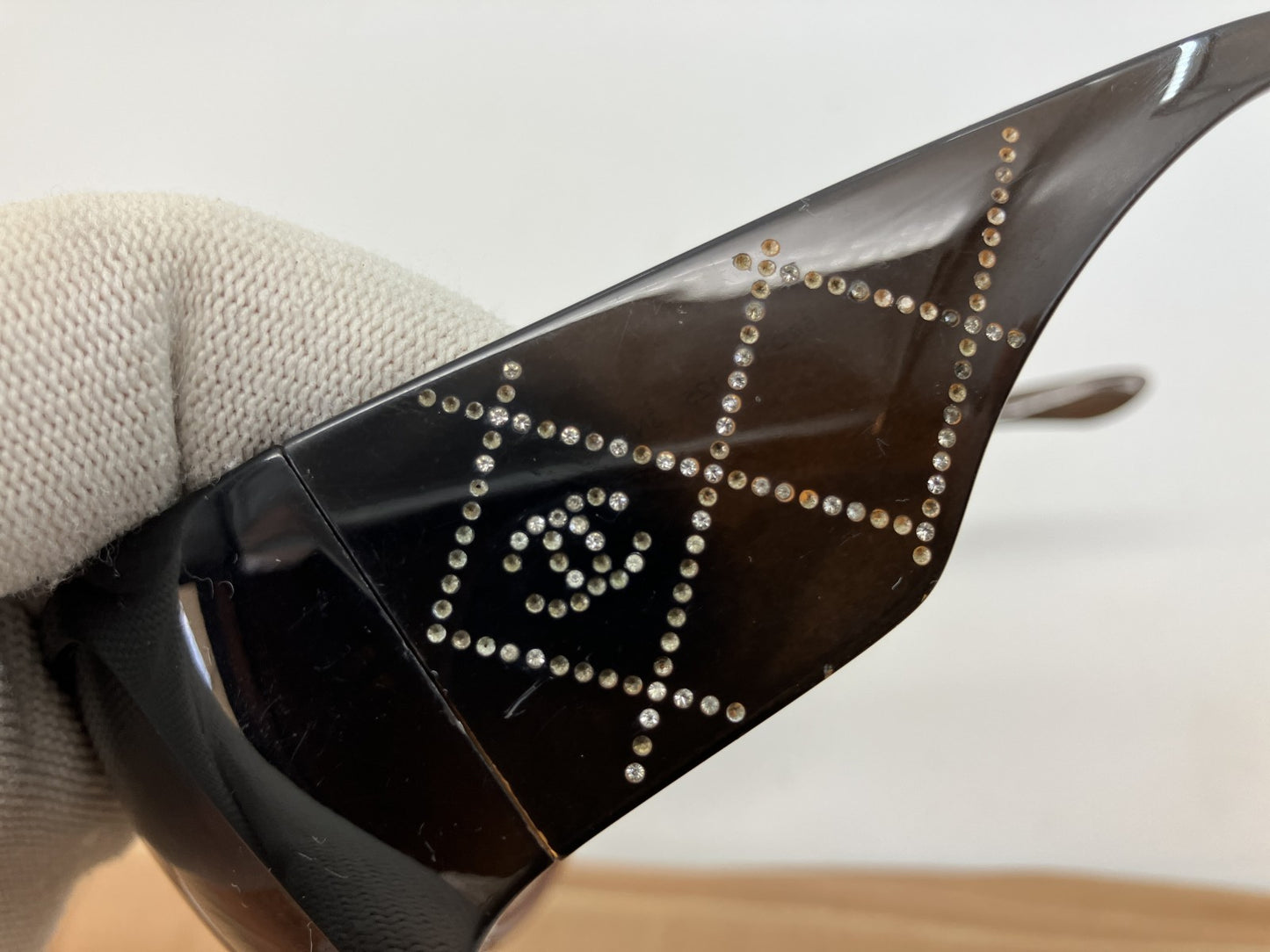 CHANEL 5808-B C.830/13 Sunglasses 64mm Brown Gradient Italy Rhinestone Logo