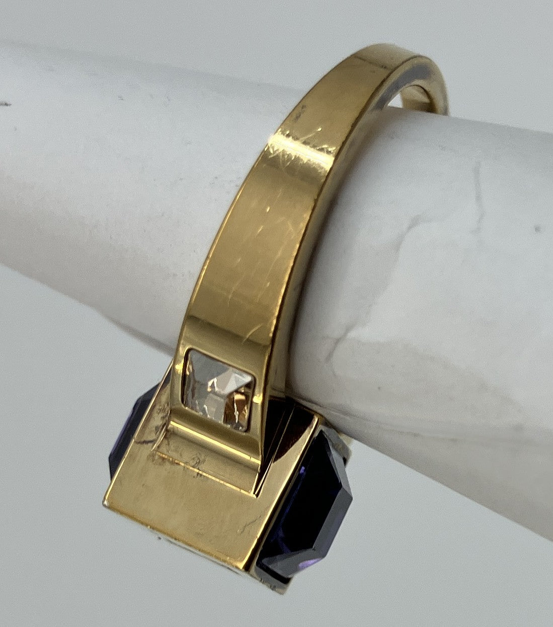 LOUIS VUITTON Gamble Ring Gold Tone Size JP11 US5.5-6 EU51-52 Purple Stone