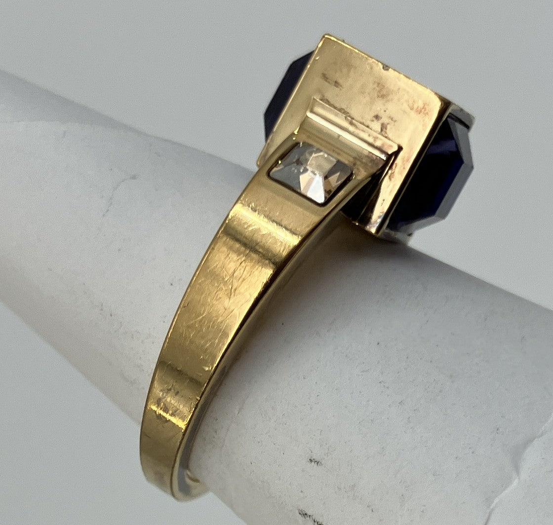 LOUIS VUITTON Gamble Ring Gold Tone Size JP11 US5.5-6 EU51-52 Purple Stone