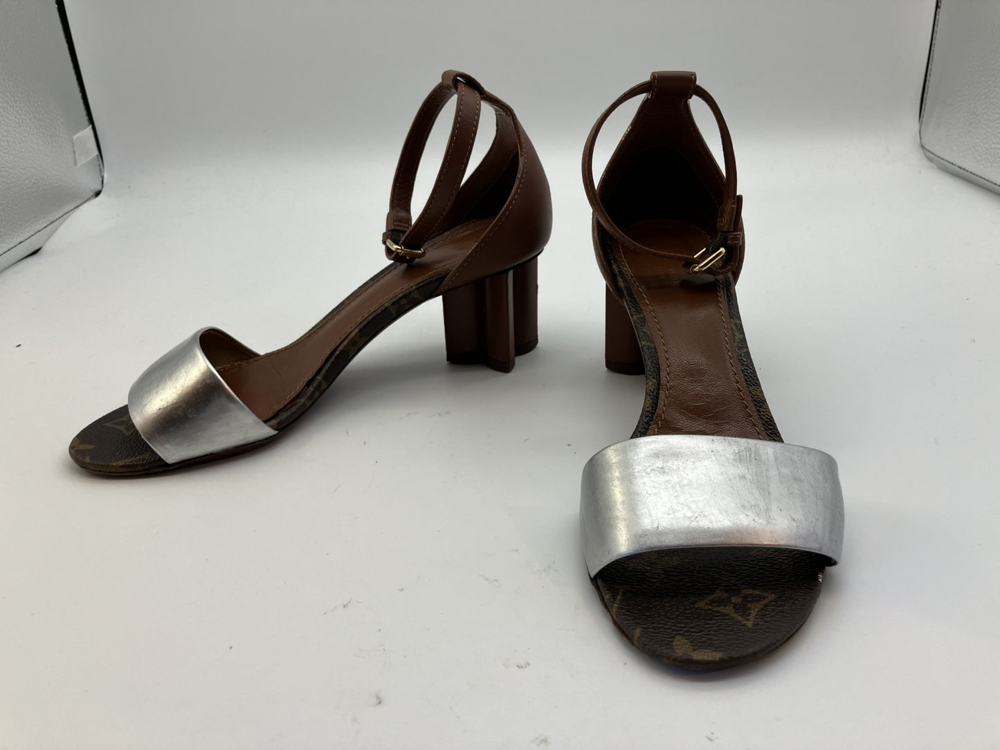 LOUIS VUITTON Monogram Sandals (EU 36)(JP 22.9cm)(US 6)(9.02 inch) Heel 5.5cm Free Shipping 