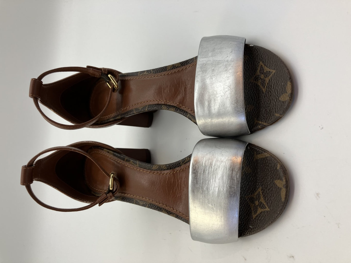 LOUIS VUITTON Monogram Sandals (EU 36)(JP 22.9cm)(US 6)(9.02 inch) Heel 5.5cm Free Shipping 