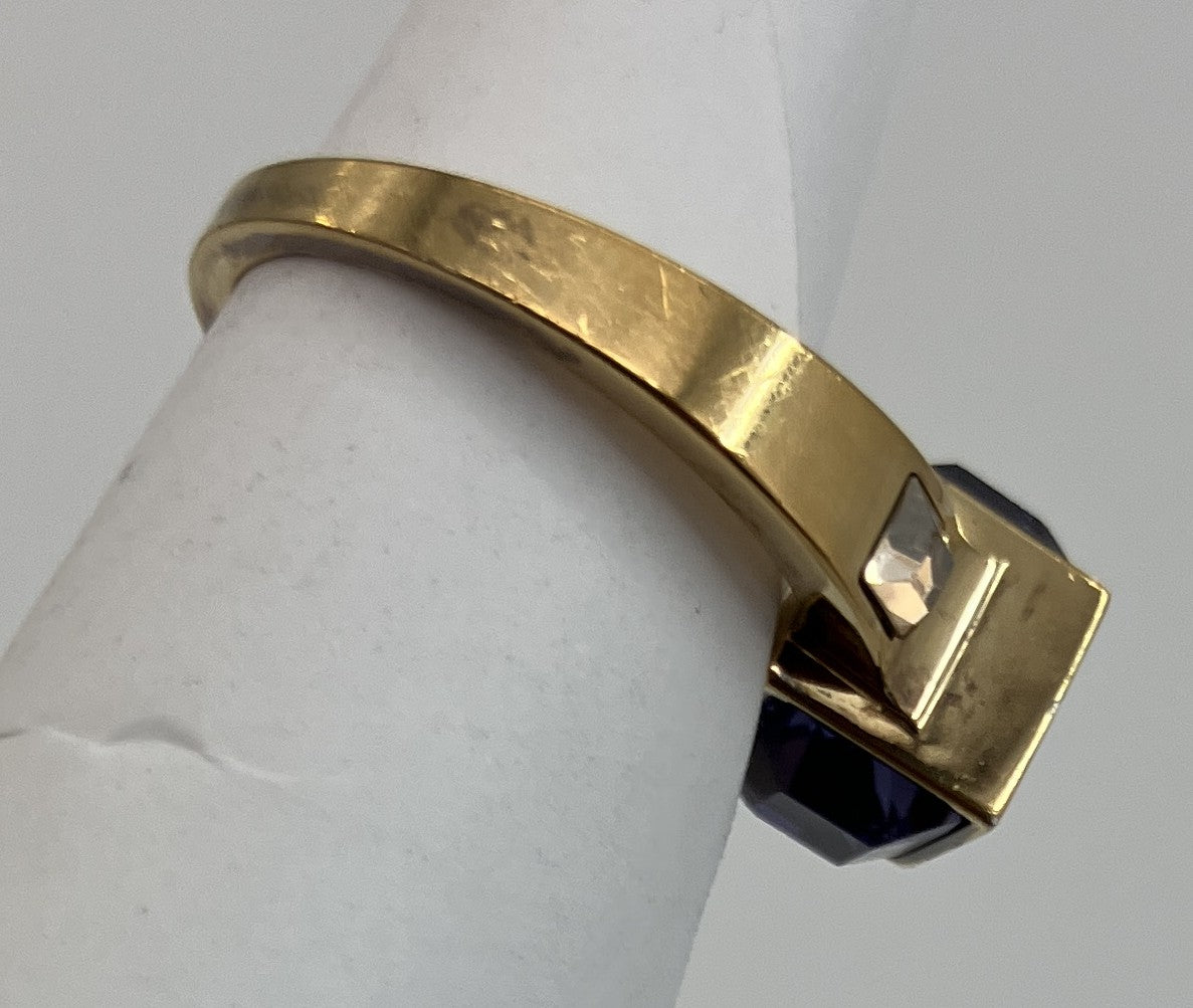 LOUIS VUITTON Gamble Ring Gold Tone Size JP11 US5.5-6 EU51-52 Purple Stone