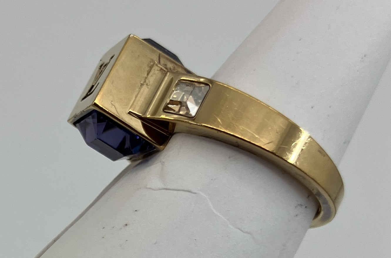 LOUIS VUITTON Gamble Ring Gold Tone Size JP11 US5.5-6 EU51-52 Purple Stone