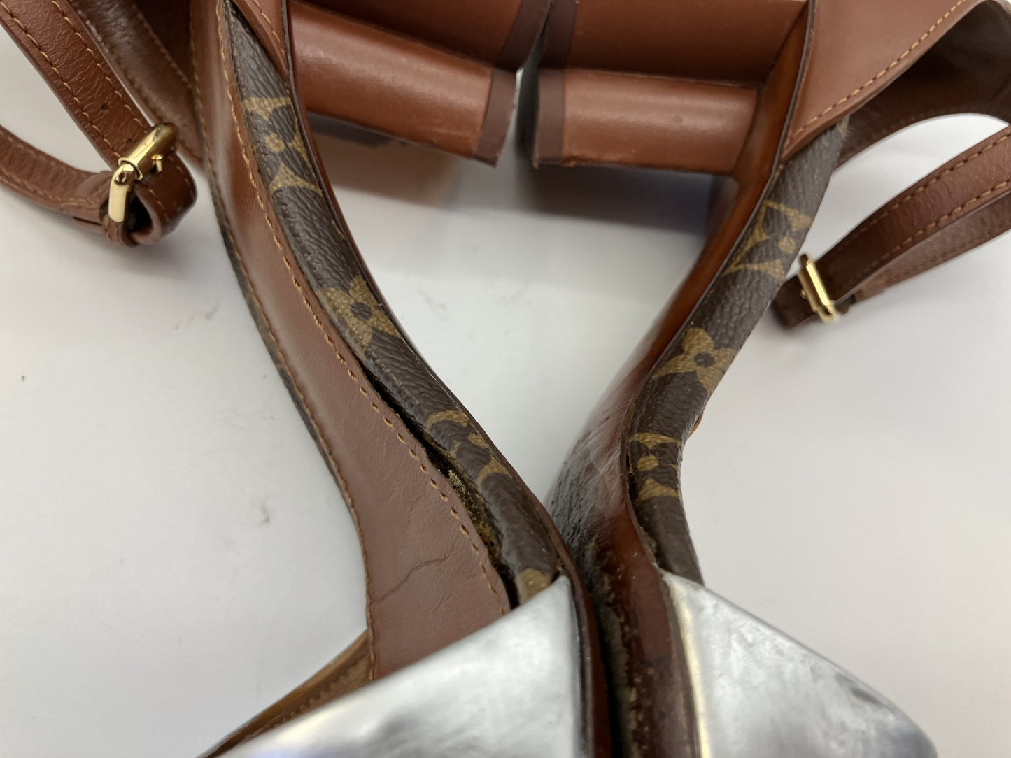 LOUIS VUITTON Monogram Sandals (EU 36)(JP 22.9cm)(US 6)(9.02 inch) Heel 5.5cm Free Shipping 