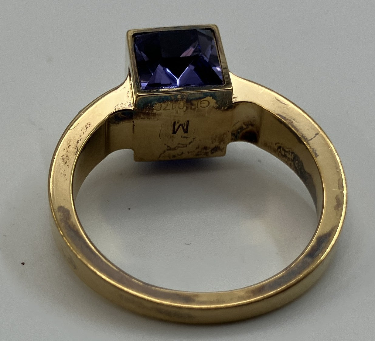 LOUIS VUITTON Gamble Ring Gold Tone Size JP11 US5.5-6 EU51-52 Purple Stone