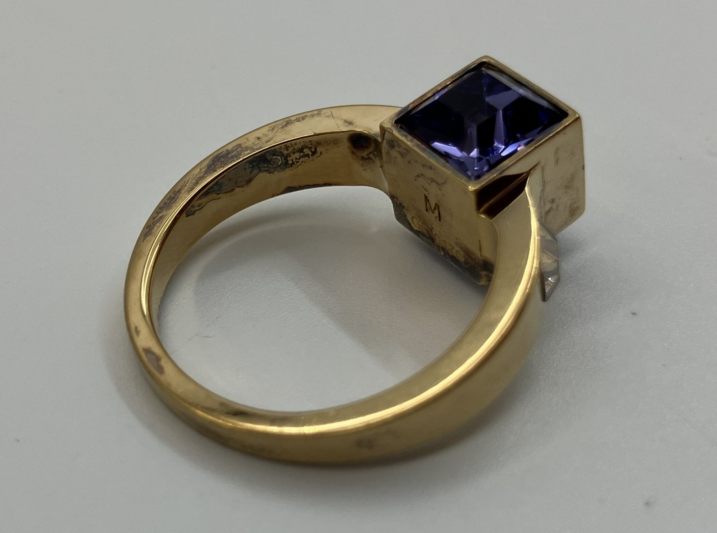 LOUIS VUITTON Gamble Ring Gold Tone Size JP11 US5.5-6 EU51-52 Purple Stone