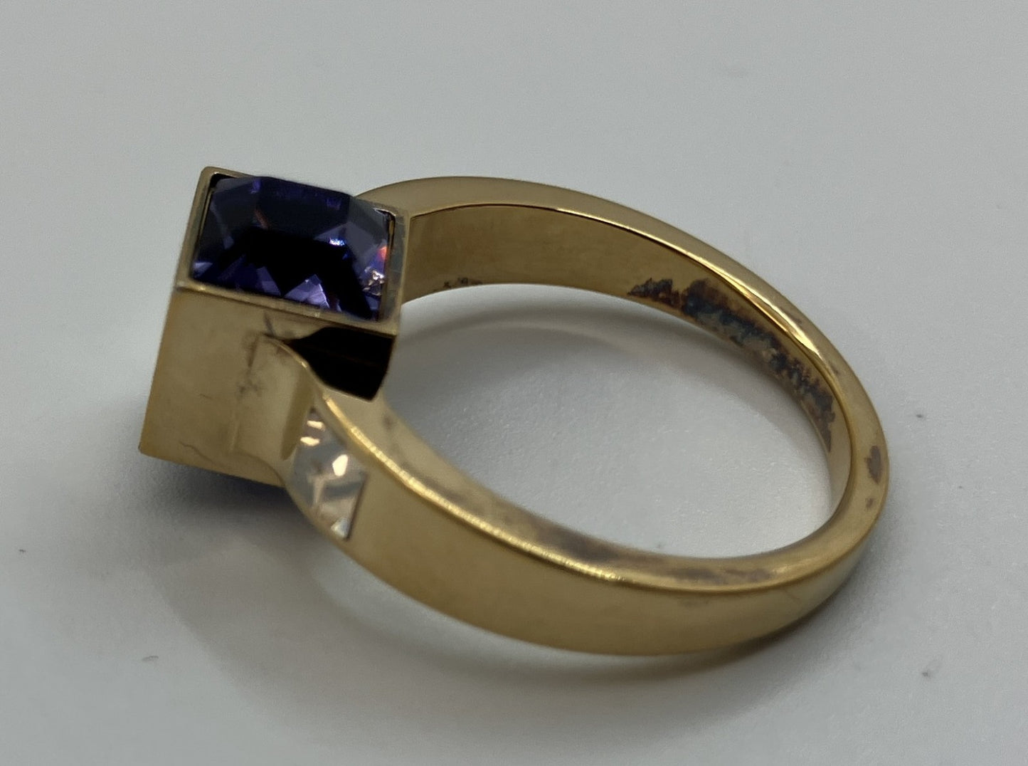 LOUIS VUITTON Gamble Ring Gold Tone Size JP11 US5.5-6 EU51-52 Purple Stone
