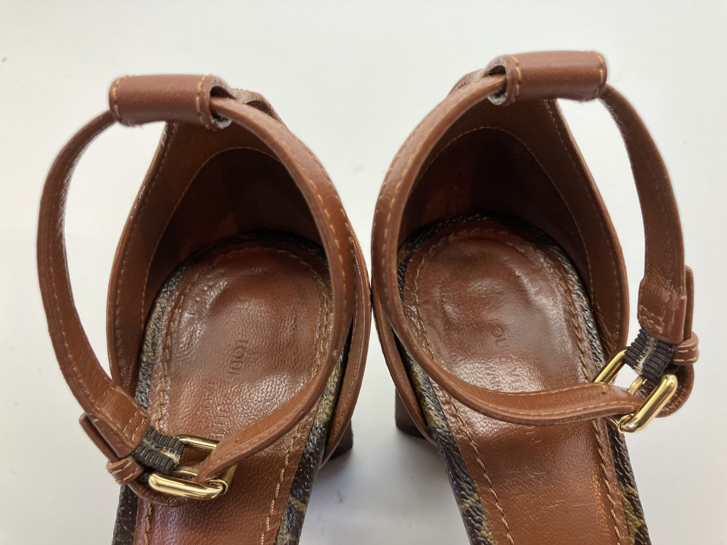 LOUIS VUITTON Monogram Sandals (EU 36)(JP 22.9cm)(US 6)(9.02 inch) Heel 5.5cm Free Shipping 