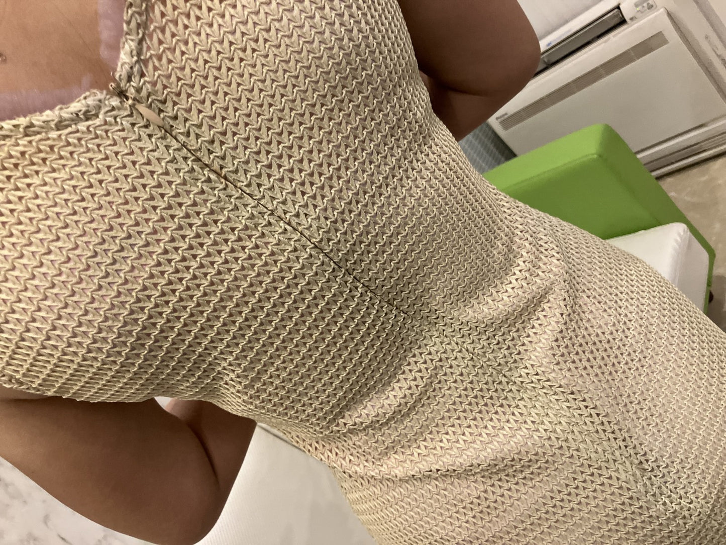 TOCCA One-piece dress, beige brown, sleeveless, pink lining, size 4, total length around 43.3",