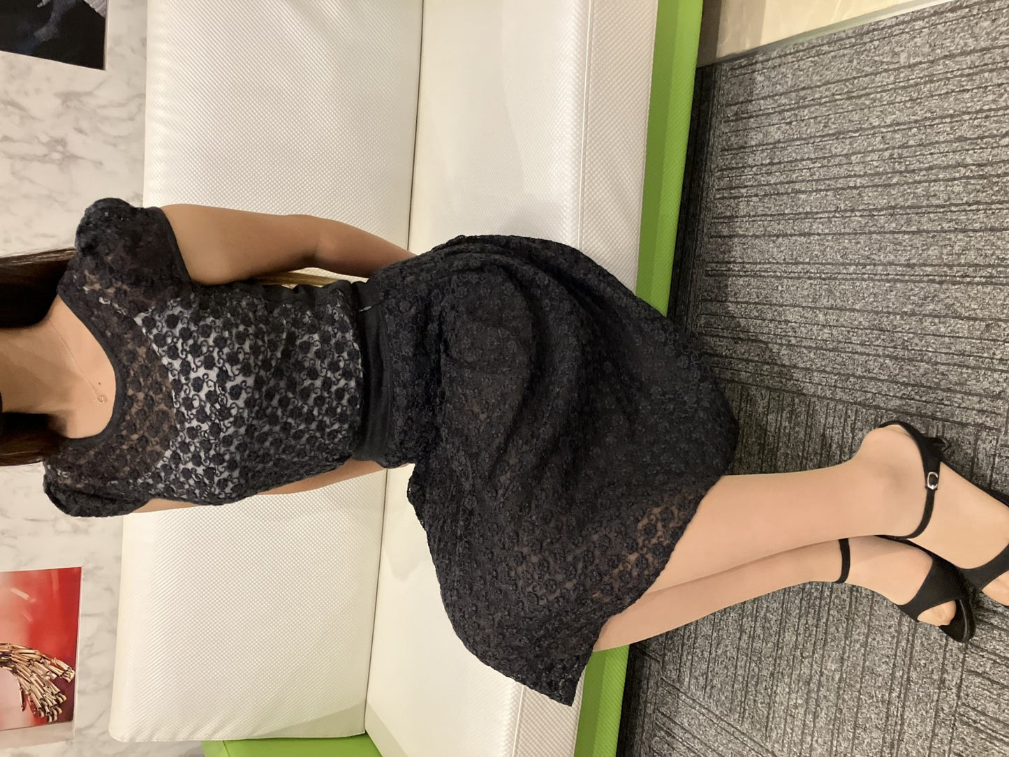 Rene set up, see-through, sheer, black, size 34 (fitting model image included),