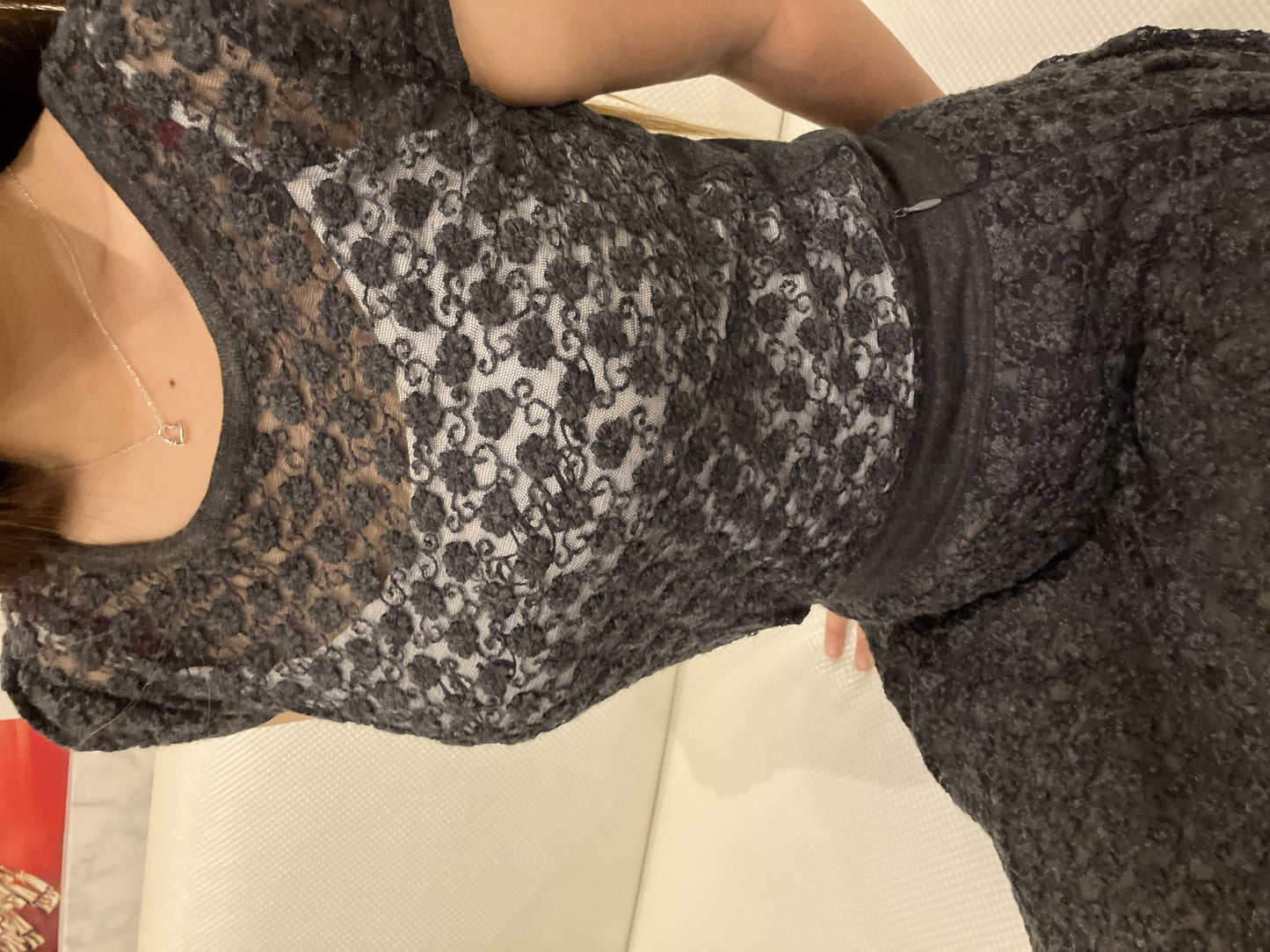 Rene set up, see-through, sheer, black, size 34 (fitting model image included),