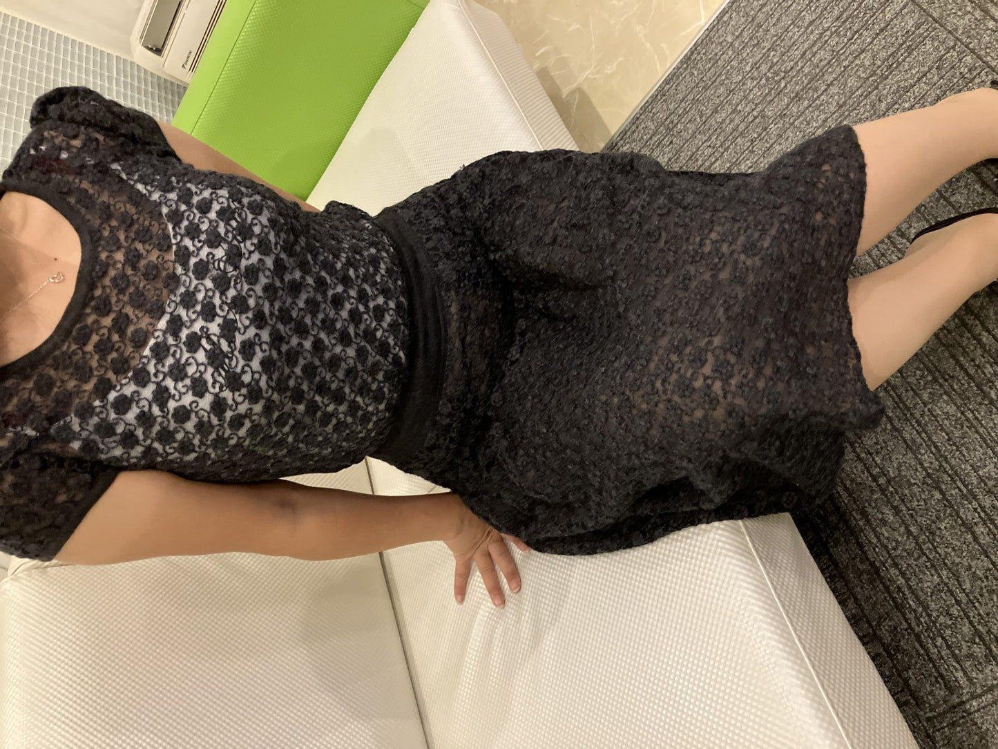 Rene set up, see-through, sheer, black, size 34 (fitting model image included),