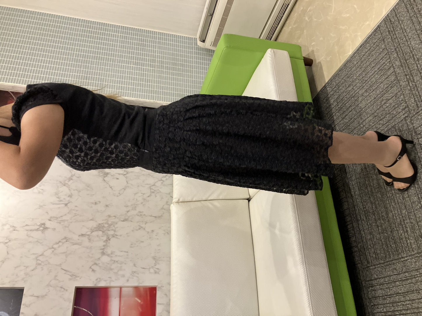 Rene set up, see-through, sheer, black, size 34 (fitting model image included),