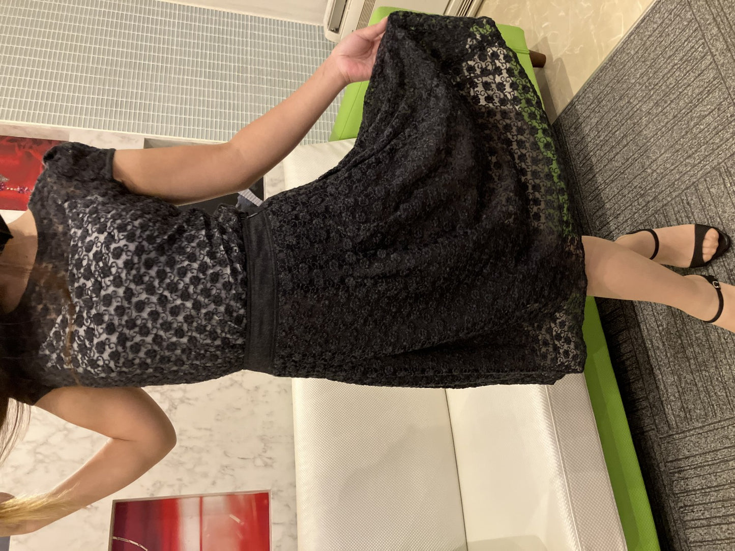 Rene set up, see-through, sheer, black, size 34 (fitting model image included),