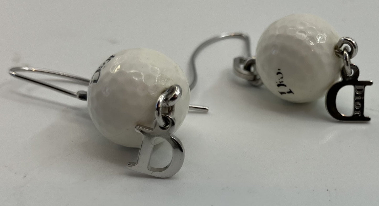 Christian Dior earrings, white and silver, free shipping 