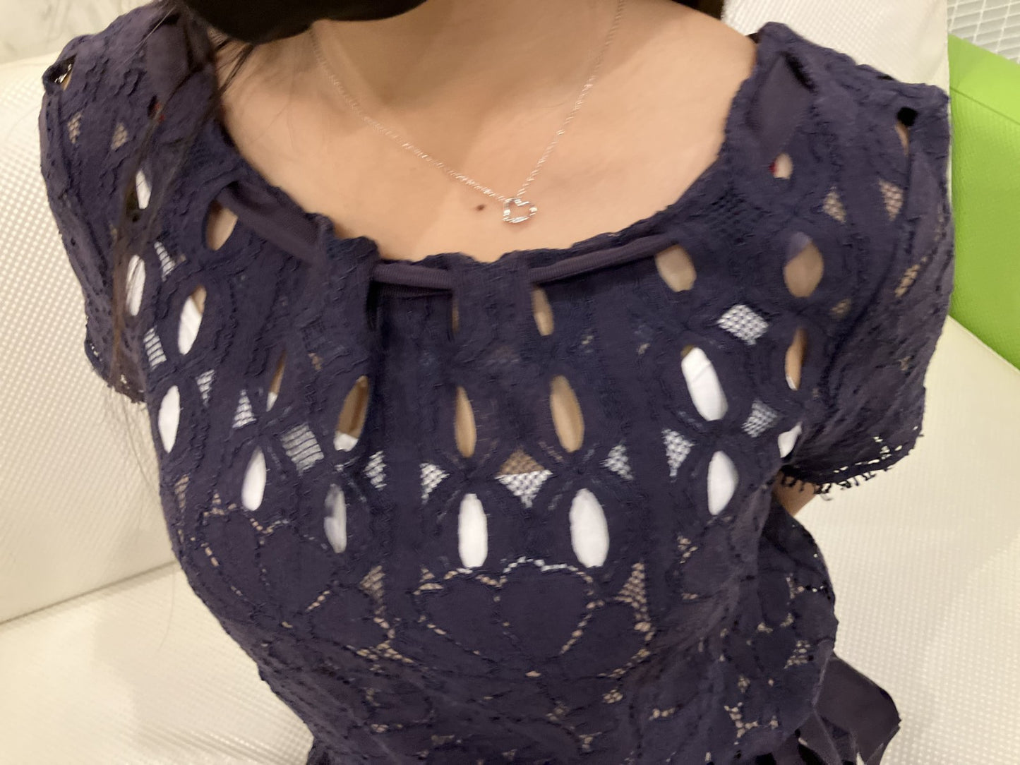 LANVIN Lace dress, dark purple navy, lined, size 34, elegant, high-class,