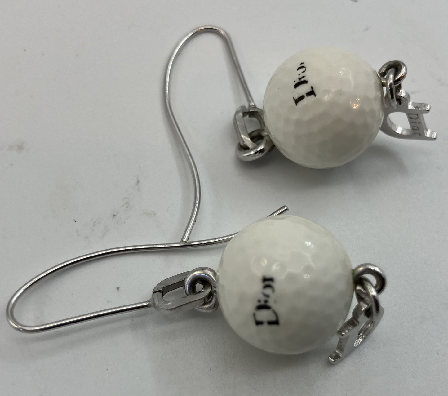 Christian Dior earrings, white and silver, free shipping 