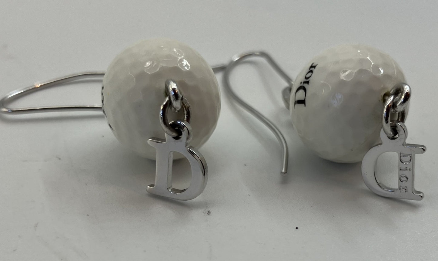 Christian Dior earrings, white and silver, free shipping 