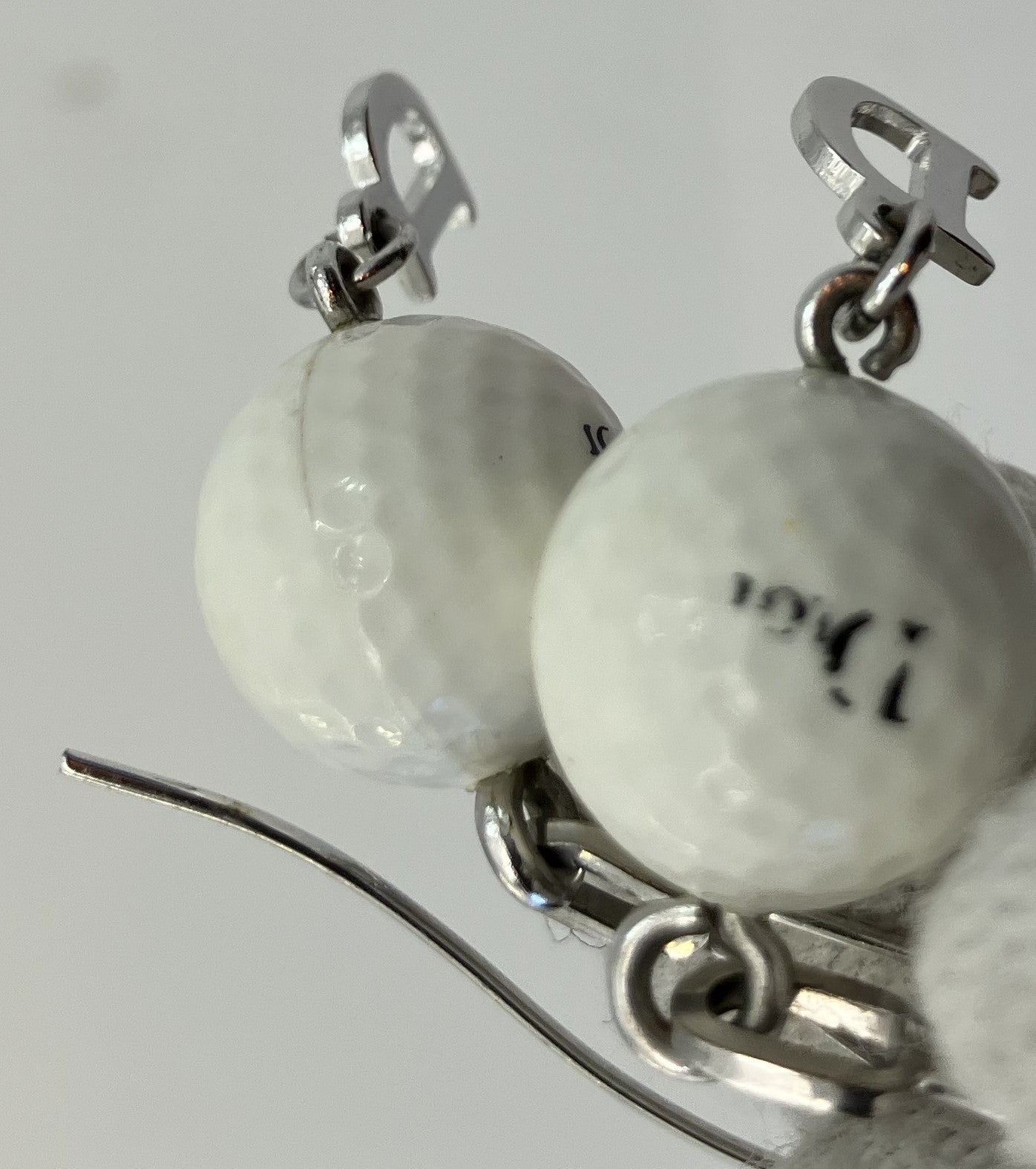 Christian Dior earrings, white and silver, free shipping 