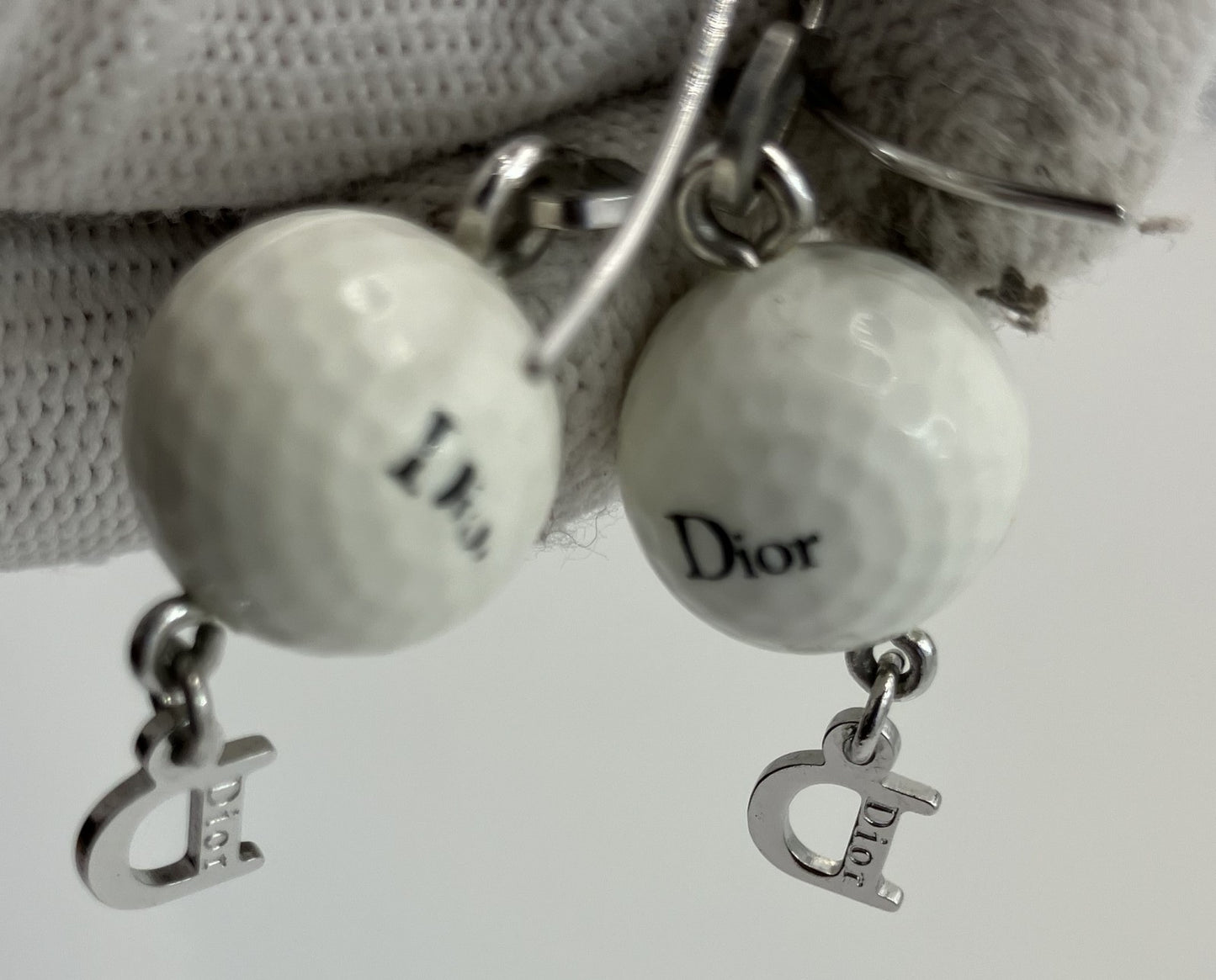 Christian Dior earrings, white and silver, free shipping 