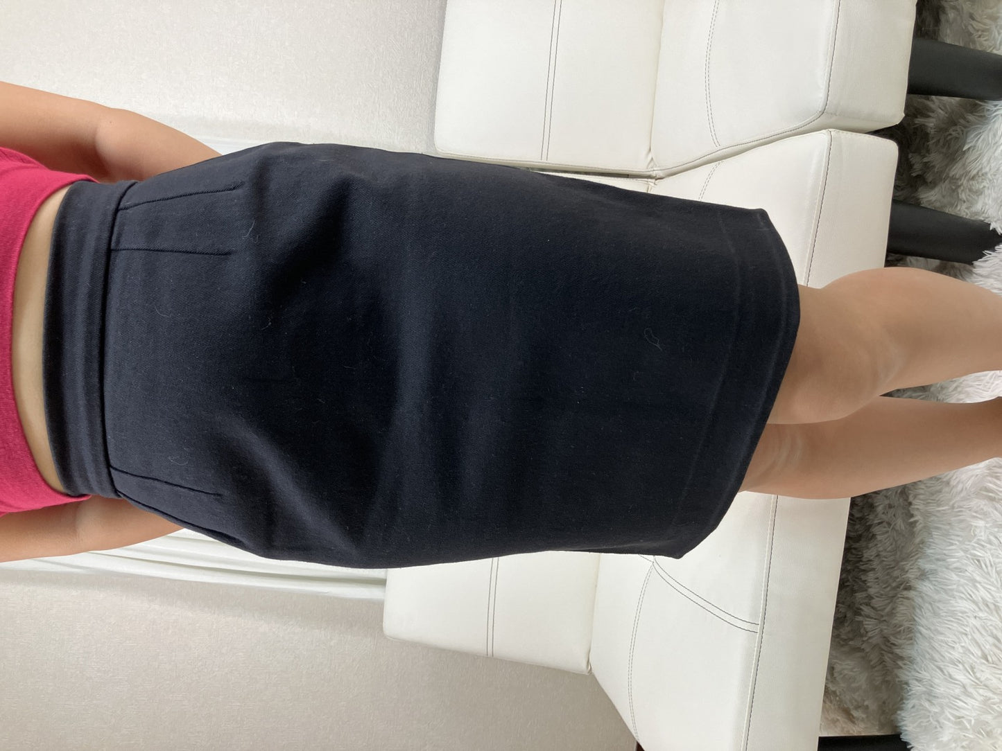 CHANEL Boutique Black Pencil Skirt Cotton Lycra Stretch Made in France Sz 35