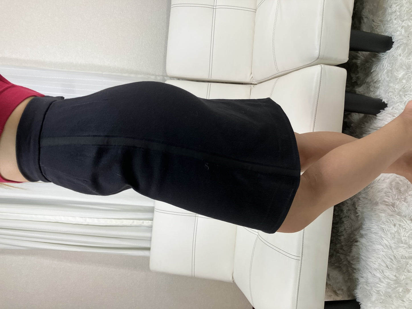 CHANEL Boutique Black Pencil Skirt Cotton Lycra Stretch Made in France Sz 35