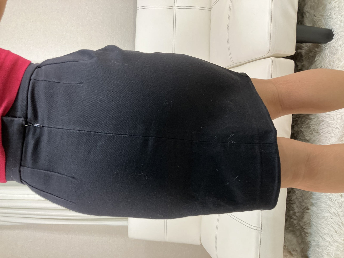 CHANEL Boutique Black Pencil Skirt Cotton Lycra Stretch Made in France Sz 35