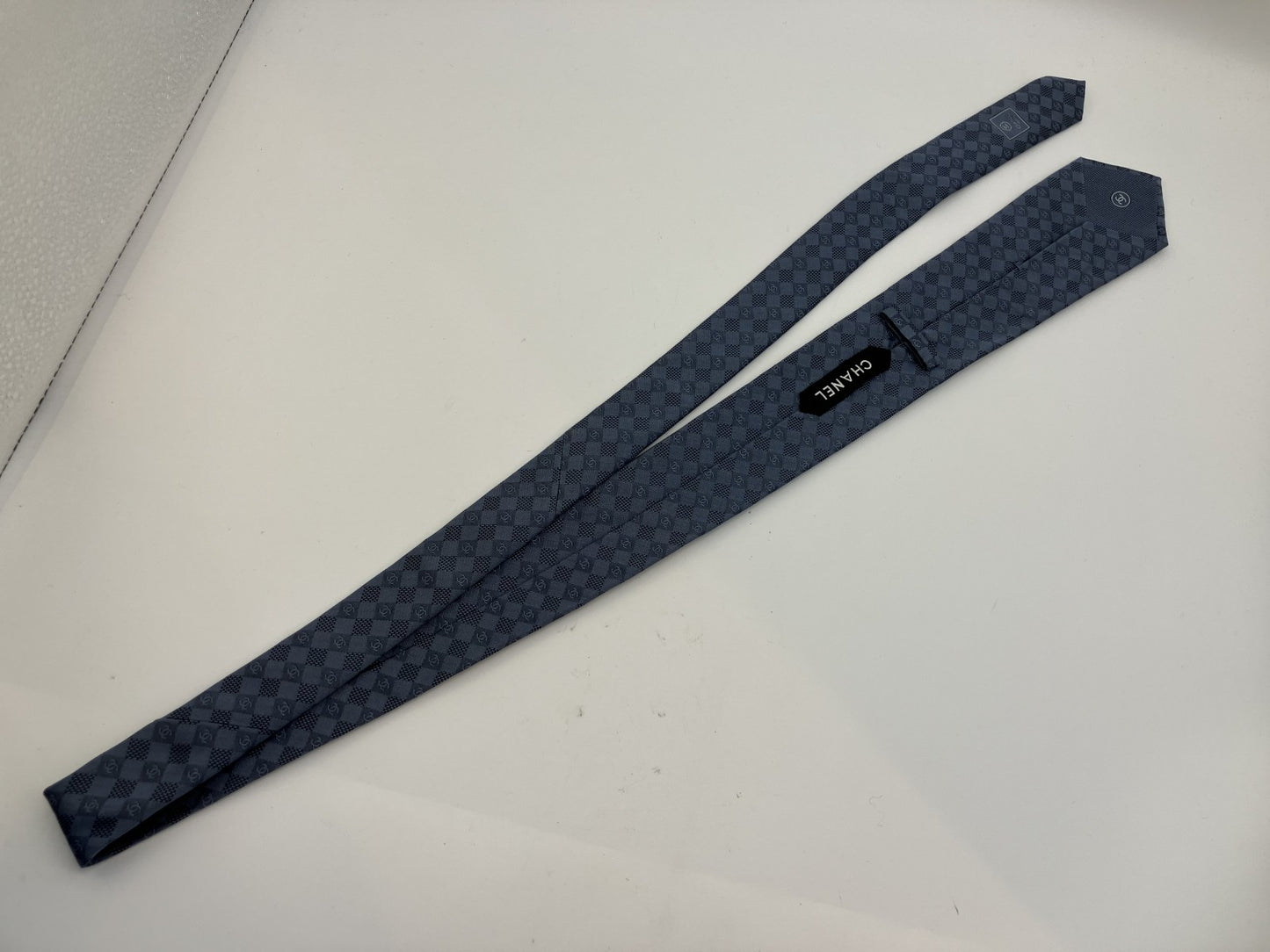 Chanel Coco Mark 20P Necktie Width 8 cm (3.15 inch) Silk Blue