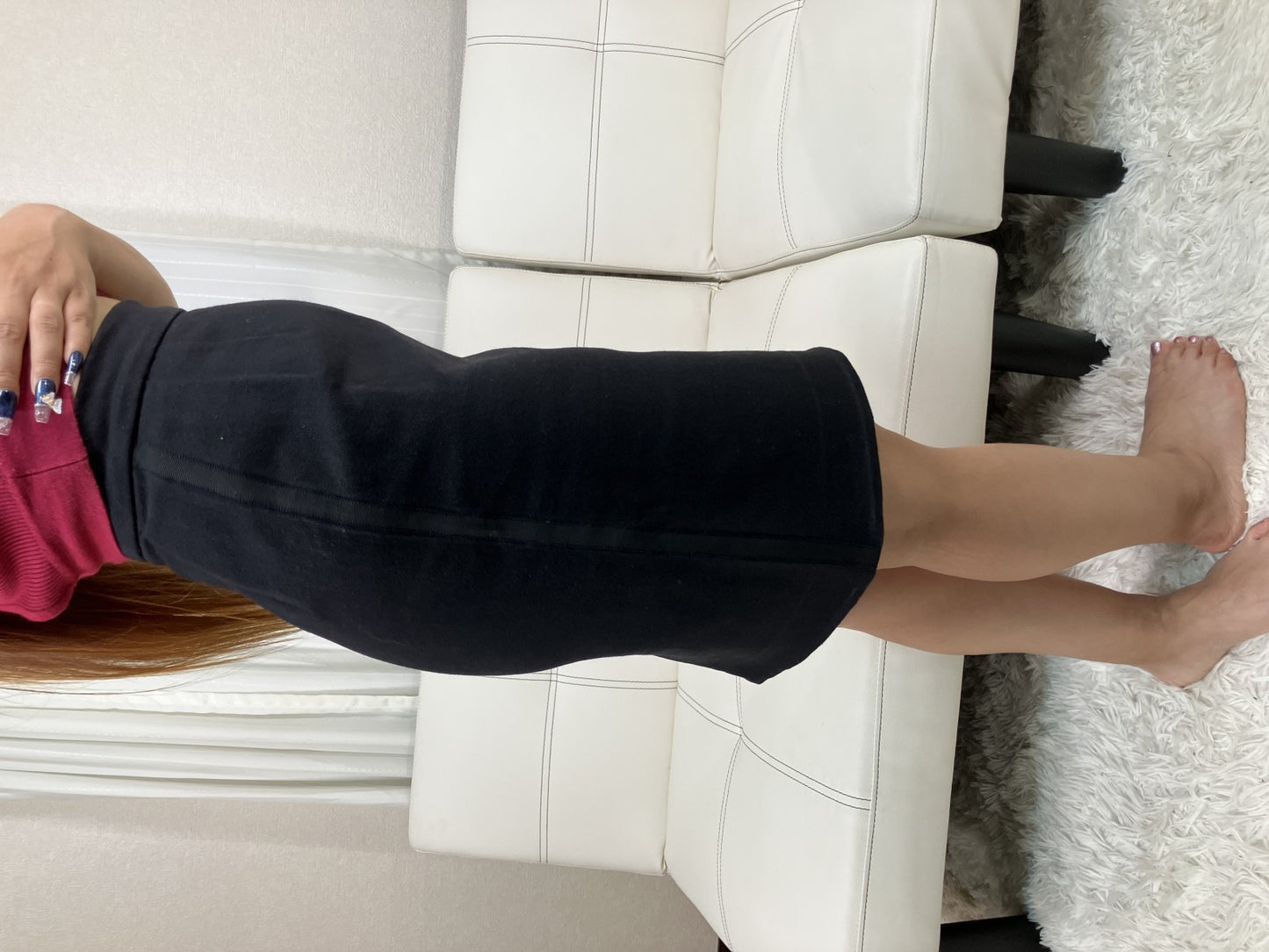 CHANEL Boutique Black Pencil Skirt Cotton Lycra Stretch Made in France Sz 35