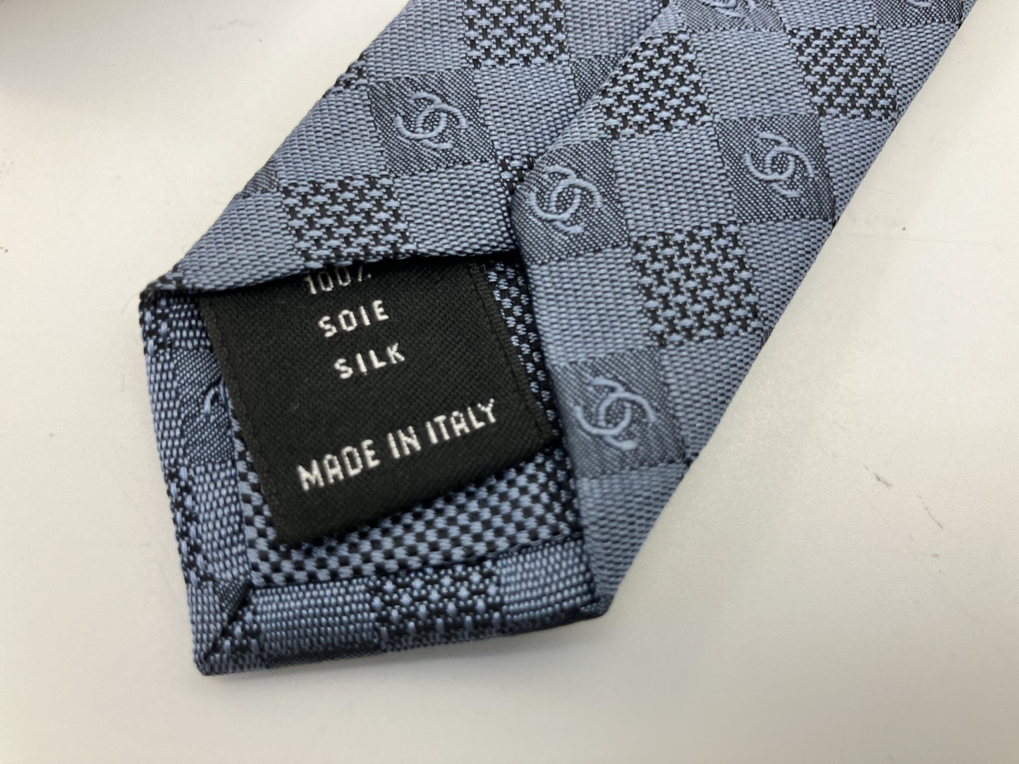 Chanel Coco Mark 20P Necktie Width 8 cm (3.15 inch) Silk Blue