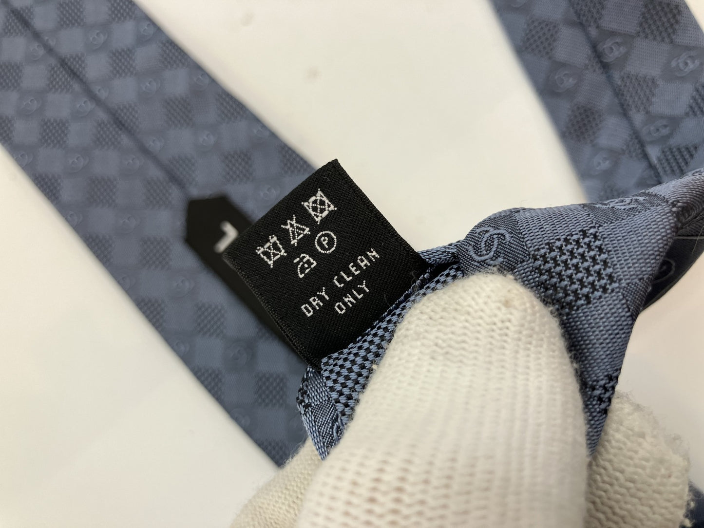 Chanel Coco Mark 20P Necktie Width 8 cm (3.15 inch) Silk Blue