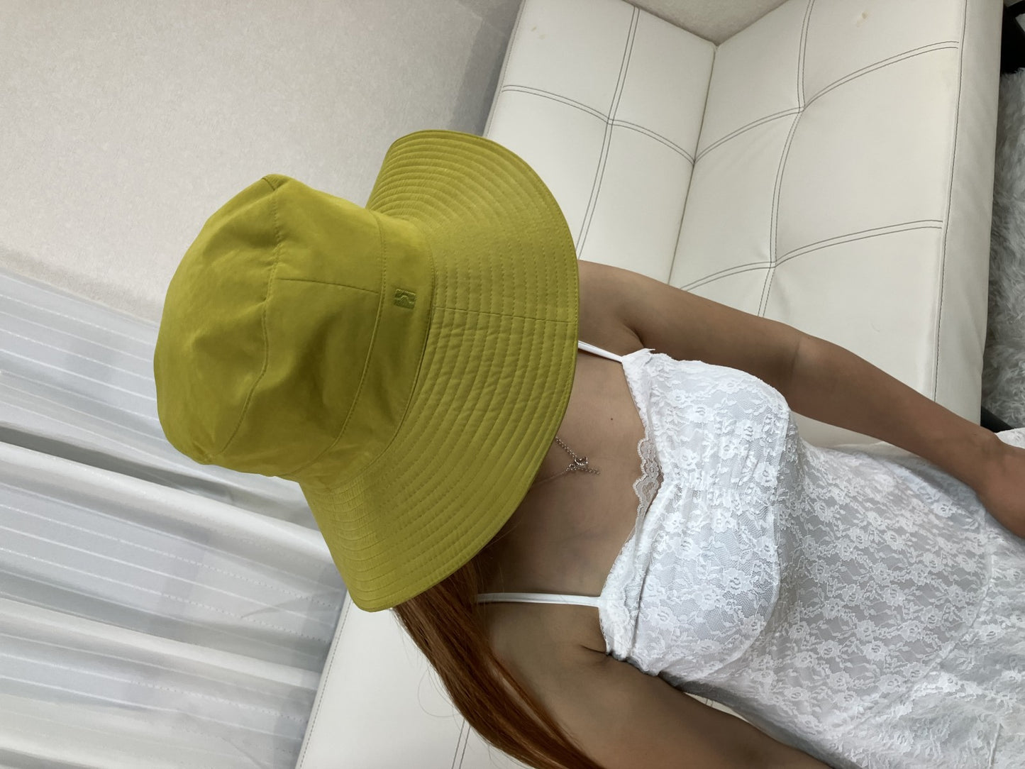 HERMES Bucket Hat Yellow Size 58 Made in France Polyester Nylon