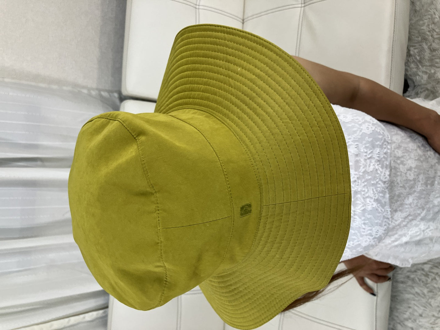 HERMES Bucket Hat Yellow Size 58 Made in France Polyester Nylon
