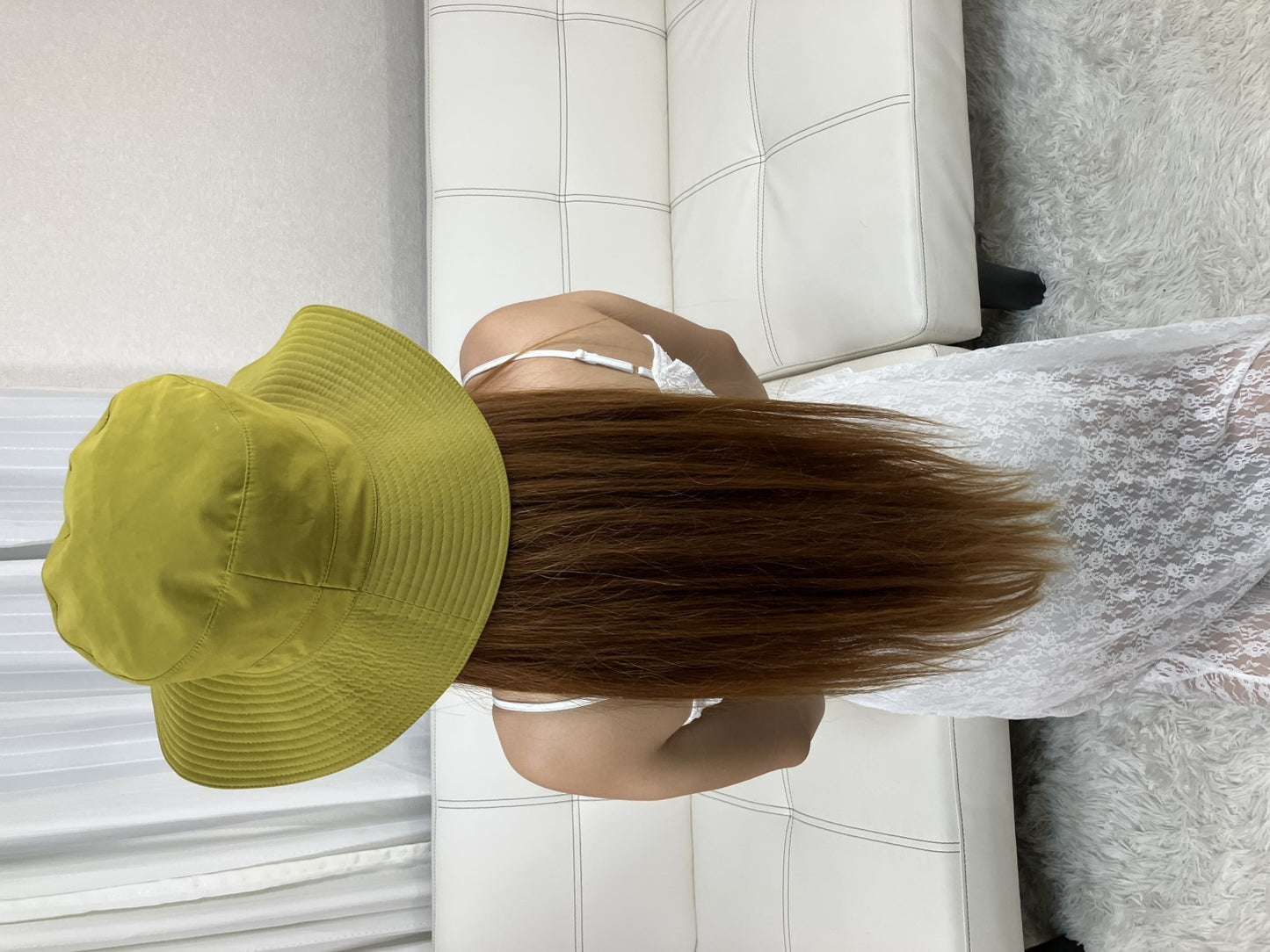HERMES Bucket Hat Yellow Size 58 Made in France Polyester Nylon