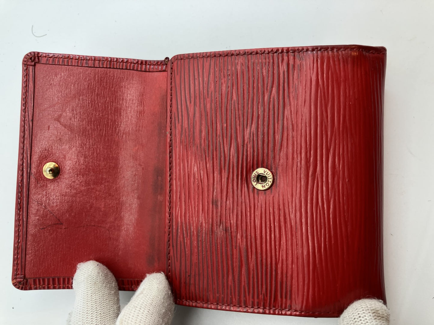 Louis Vuitton Epi Trifold Wallet Portecarte Credit Red M63487