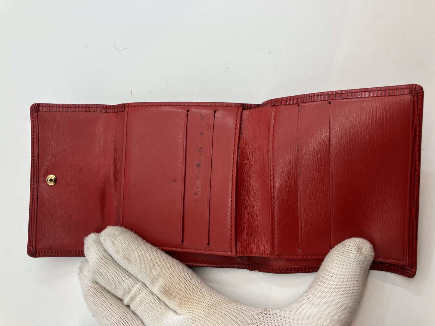 Louis Vuitton Epi Trifold Wallet Portecarte Credit Red M63487